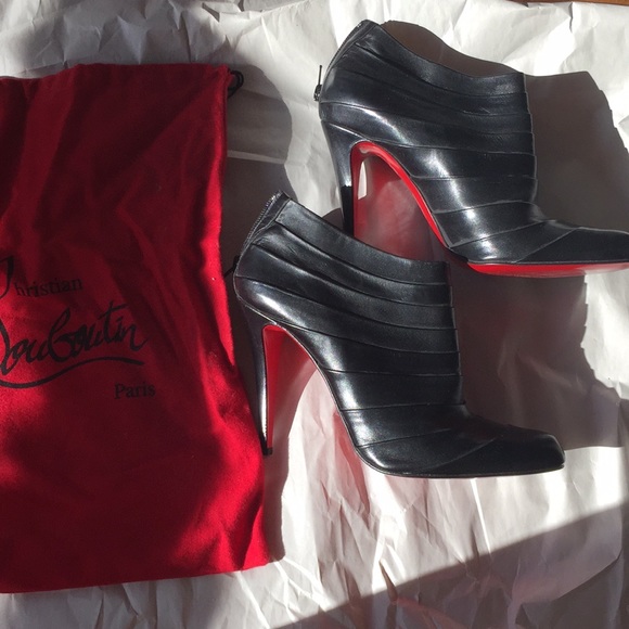 NEW Christian Louboutin Black Leather Booties - Picture 4 of 6